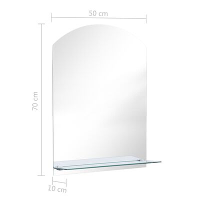 vidaXL Lustro ścienne z półką, 50x70 cm, hartowane szkło
