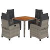 vidaXL 5-cz. zestaw mebli ogrodowych z poduszkami, szary, rattan PE