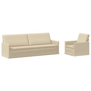 vidaXL Zestaw Sof 2 pcs kremowy tkanina