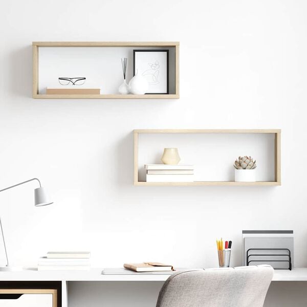 vidaXL P&oacute;łki ścienne kostki, 2 szt., dąb sonoma, 60x15x23 cm