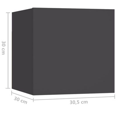 vidaXL Szafki nocne, 2 szt., szare, 30,5x30x30 cm, płyta wiórowa