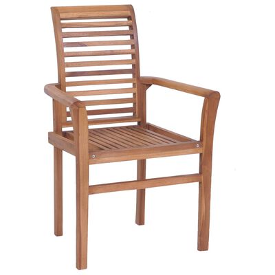 vidaXL Krzesła stołowe, 2 szt., czarne poduszki, drewno tekowe