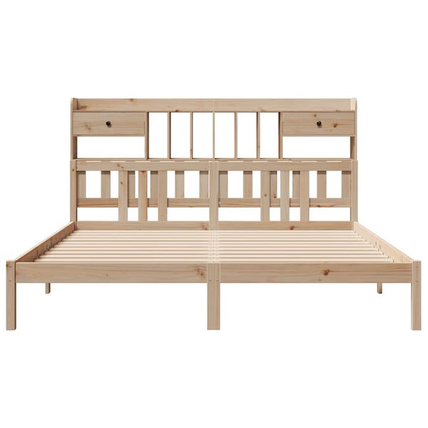 vidaXL Łóżko z regałem, bez materaca, 180x200 cm, lite drewno sosnowe