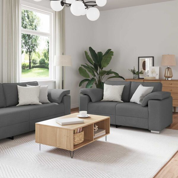 vidaXL Sofa 3 pcs Ciemnoszary 219 x 80 x 82 cm Tkanina lniana