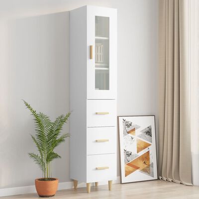 vidaXL Wysoka szafka, biała, 34,5x34x180 cm, materiał drewnopochodny