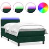vidaXL Ł&oacute;żko kontynentalne z materacem i LED, zielone, aksamit, 100x220 cm