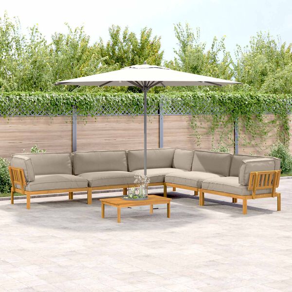 vidaXL Zestaw Sof z poduszką 6 pcs Ciemnoszary Lite Drewno Akacji