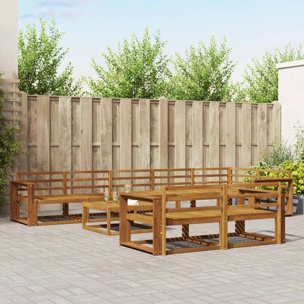 vidaXL Zestaw sof na zewnątrz 9 pcs Naturalny Lite Drewno Akacji