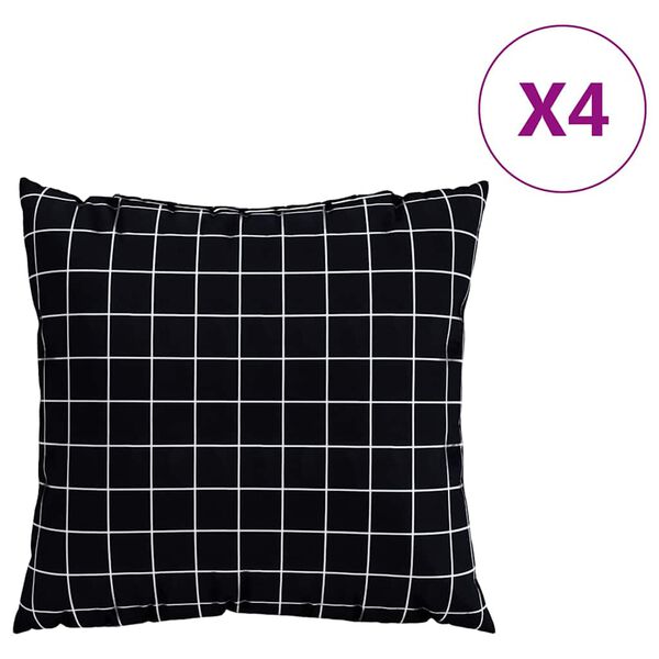 vidaXL Poduszki rozrzucone Kratka 4 pcs Czarna kratka 40 x 40 cm