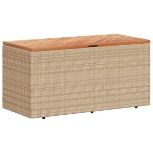 vidaXL Skrzynia ogrodowa, beżowa, 110x50x54 cm, polirattan i akacja