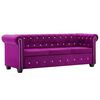 vidaXL Sofa Chesterfield, 3-os., obita aksamitem, 199x75x72 cm, fiolet