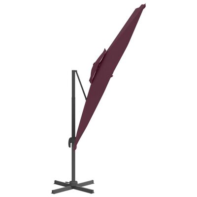 vidaXL Wiszący parasol z podwójną czaszą, bordowy, 400x300 cm