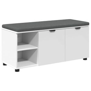 vidaXL Ławka w przedpokoju z poduszką Gładki Biały 100 x 38 x 46 cm