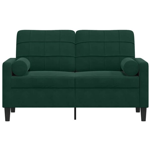 vidaXL 2-osobowa sofa z poduszkami, ciemnozielona, 120 cm, aksamit