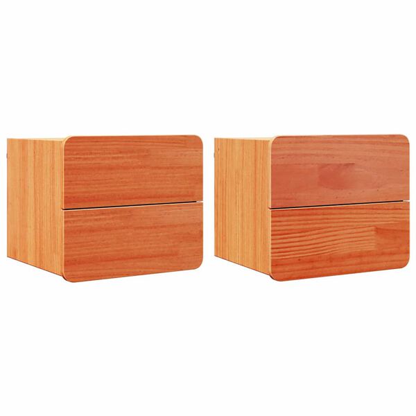 vidaXL Stolik nocny 2 pcs Brązowy 39 x 34 x 33 cm Lite drewno sosnowe