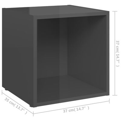 vidaXL Szafki pod TV, 4 szt., wysoki połysk, szare, 37x35x37 cm, płyta