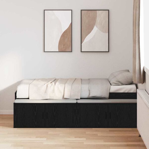vidaXL Ramka łóżka Czarny Dąb 90 x 200 cm Materiał drewnopochodny