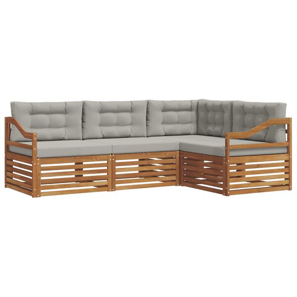 vidaXL Zestaw sof na zewnątrz z poduszką 4 pcs Naturalny i Jasny Szary