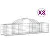 vidaXL Kosze gabionowe, 8 szt, 200x50x40/60 cm, galwanizowane żelazo