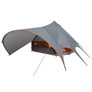 vidaXL Namiot Teepee dla 7 os&oacute;b z dachem Szary i pomarańczowy
