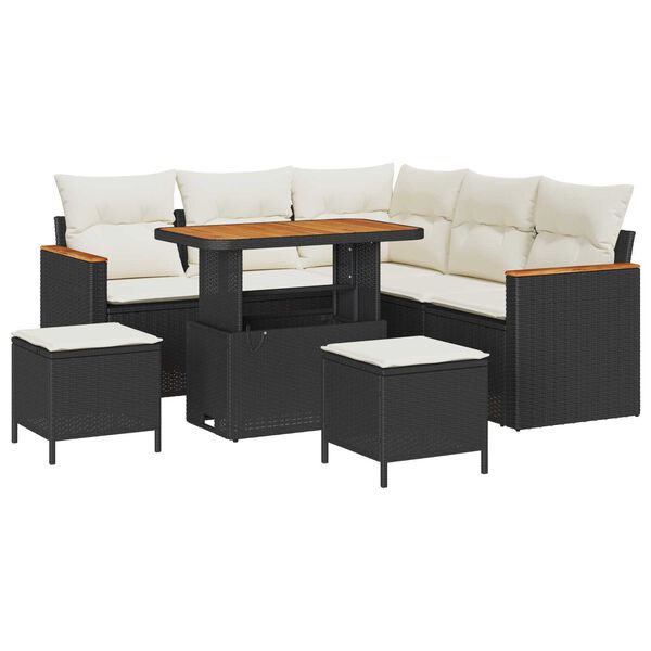 vidaXL Zestaw Sof na Ogr&oacute;d z poduszką 8 pcs Czarny Polirattan