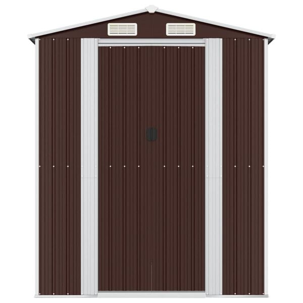 vidaXL Szopa ogrodowa, ciemny brąz,192x772x223 cm, stal galwanizowana