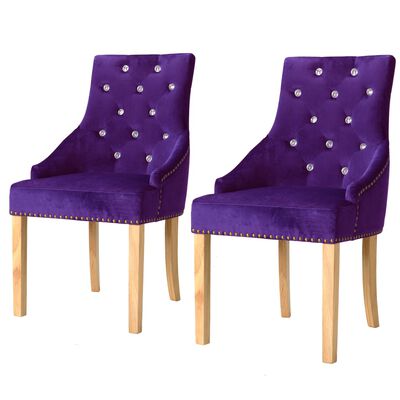 vidaXL Krzesła stołowe, 2 szt., fioletowe, drewno dębowe i aksamit