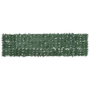 vidaXL Parawan balkonowy, ciemnozielone liście, 300x75 cm