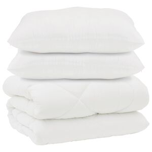 vidaXL Duvet z poduszkami z poduszką 3 pcs Biały Mikrofibra i Puch
