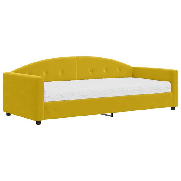vidaXL Sofa z materacem do spania, ż&oacute;łta, 90x200 cm, aksamit