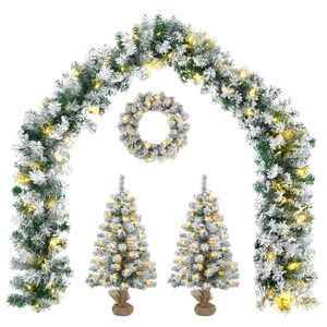 vidaXL Zestaw mini choinek 45 cm 125 LED Ciepła biel PVC