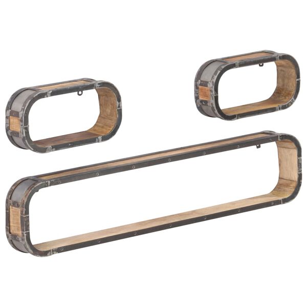 vidaXL Zestaw 3 półek ściennych z litego drewna mango