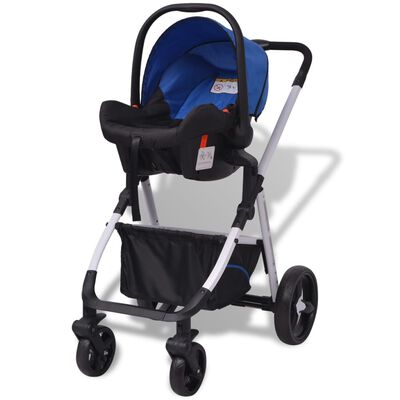 vidaXL Wózek 3-w-1, aluminium, niebiesko-czarny