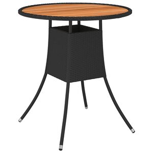 vidaXL Ogrodowy stolik jadalniany, czarny, &Oslash; 70 cm, rattan PE i akacja