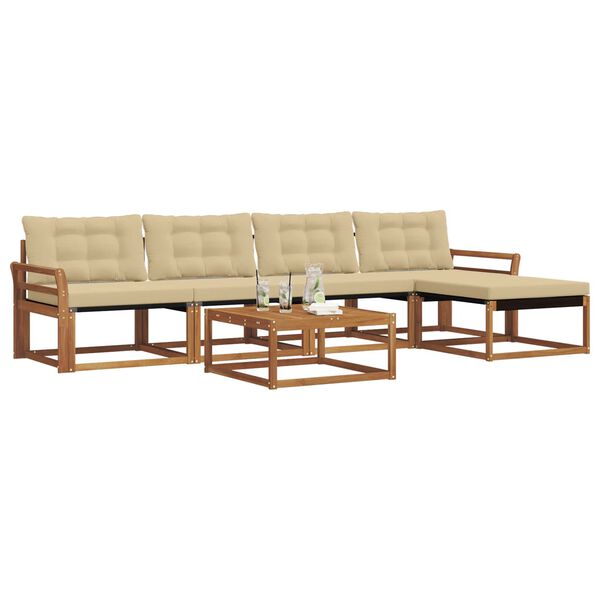 vidaXL Zestaw sof na zewnątrz z poduszką 6 pcs Naturalny i Beżowy