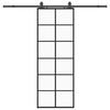 vidaXL Drzwi przesuwne z zestawem okuć czarne 76x205 cm ESG szkło