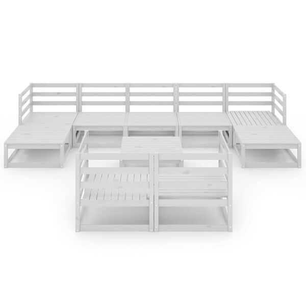 vidaXL 10-cz. zestaw mebli wypoczynkowych do ogrodu, biały, sosnowy