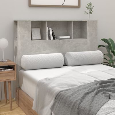vidaXL Wezgłowie łóżka z półkami, szarość betonu, 120x18,5x102,5 cm