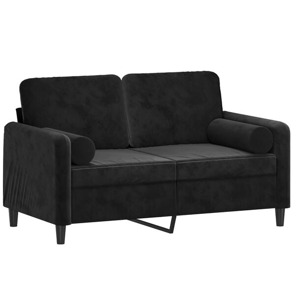 vidaXL 2-osobowa sofa z poduszkami, czarna, 120 cm, aksamit