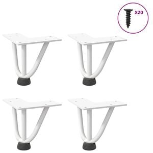 vidaXL Nogi do stolika kawowego w kształcie spinki do włos&oacute;w 4 szt. Białe 10 cm Stal lite