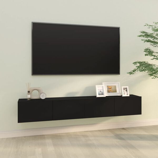 vidaXL Szafki ścienne pod TV, 2 szt., czarne, 100x30x30 cm