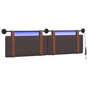 vidaXL Wezgłowie wiszące Z lampą LED Ciemny brąz Antyczny PU
