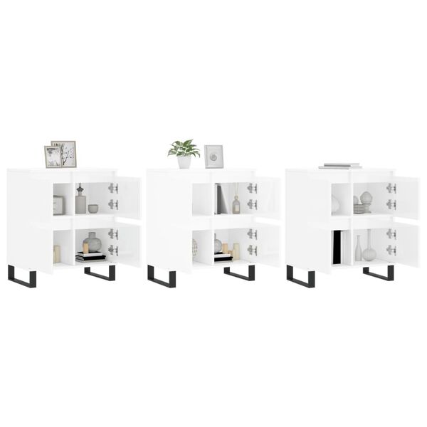 vidaXL Szafki, 3 szt., białe z połyskiem, materiał drewnopochodny