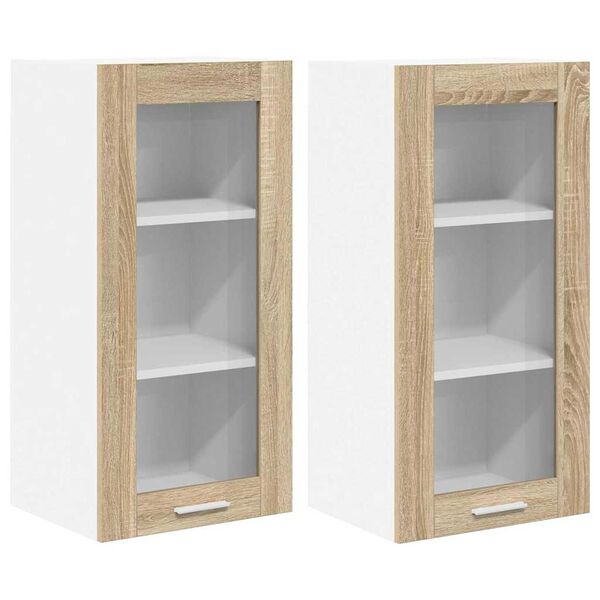 vidaXL Szafka wisząca z drzwiami 2 pcs Dąb Sonoma 40 x 31 x 80 cm