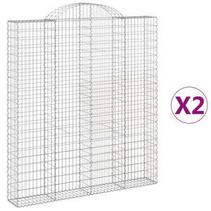 vidaXL Kosze gabionowe, 2 szt, 200x30x220/240 cm, galwanizowane żelazo