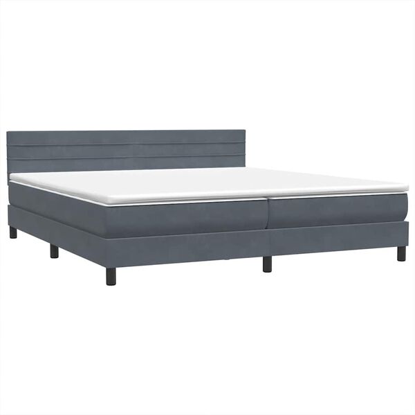 vidaXL Ł&oacute;żko typu Box Spring z materacem Ciemnoszary 180x220cm Aksamit