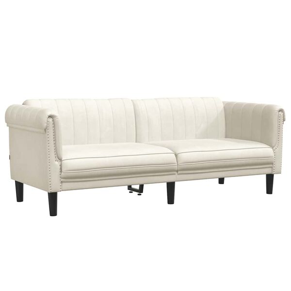vidaXL Sofa 3-osobowa, kremowa, tapicerowana aksamitem