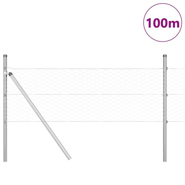 vidaXL Słupek ogrodzeniowy. Srebrny 100 x 0,4 m (siatka 36 mm) Stal