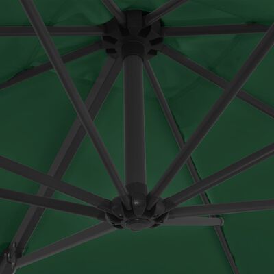 vidaXL Parasol wiszący ze stalowym słupkiem, 250 x 250 cm, zielony