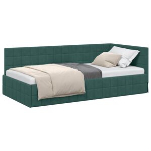 vidaXL Rama ł&oacute;żka narożnego Ciemna zieleń 90 x 190 cm Aksamit